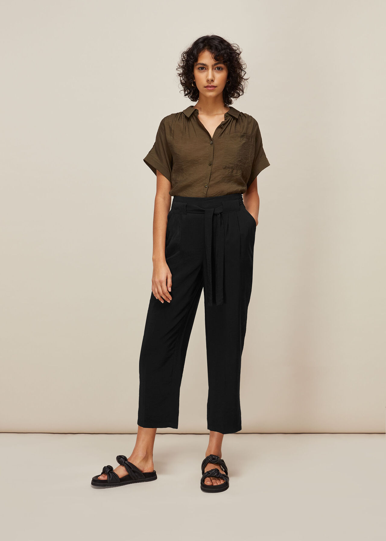 Black Belted Casual Crop Trouser, WHISTLES