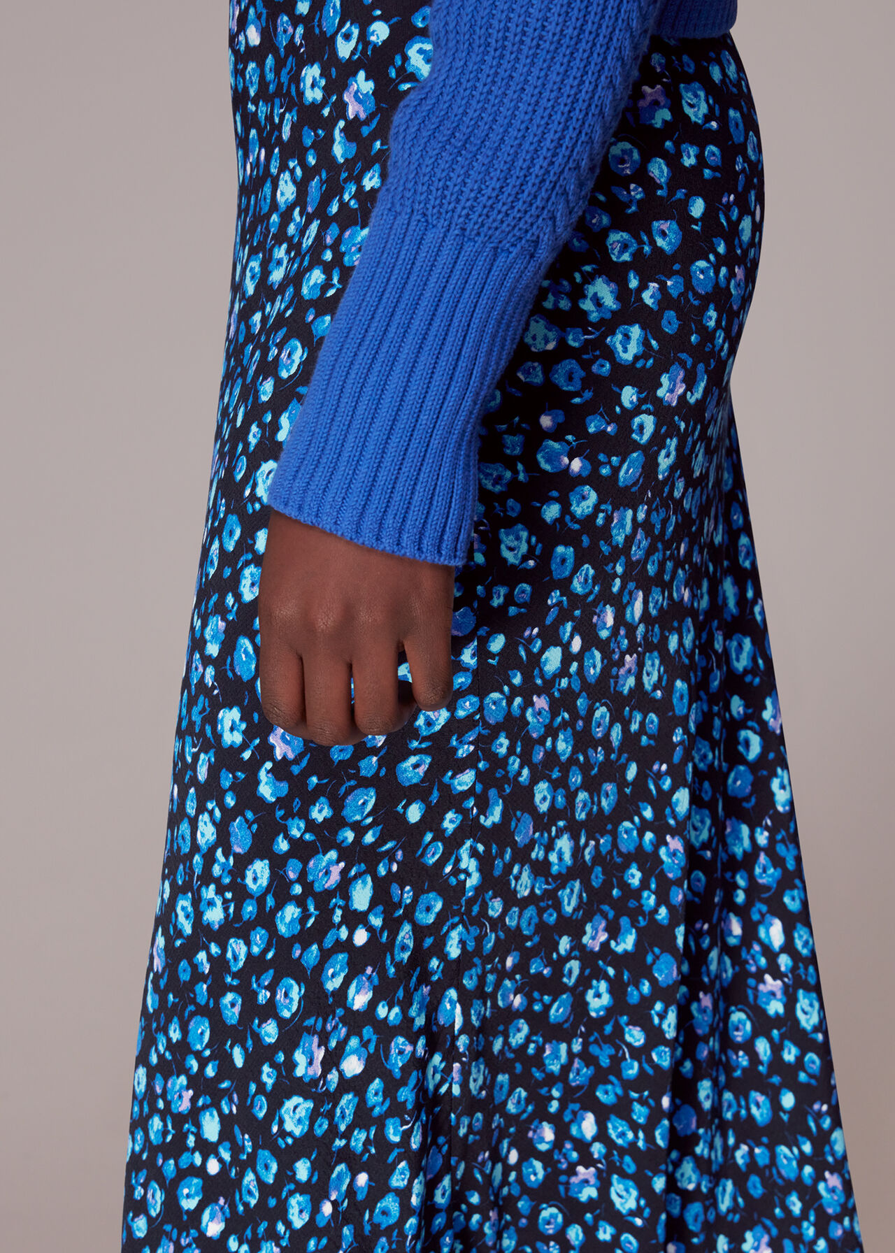 Blurred Floral Bias Skirt
