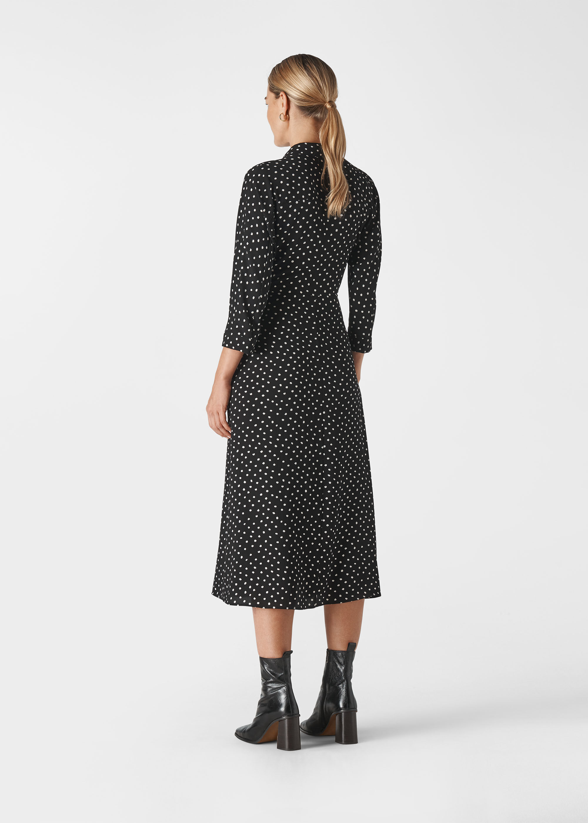 Black Abstract Spot Selma Tie Dress