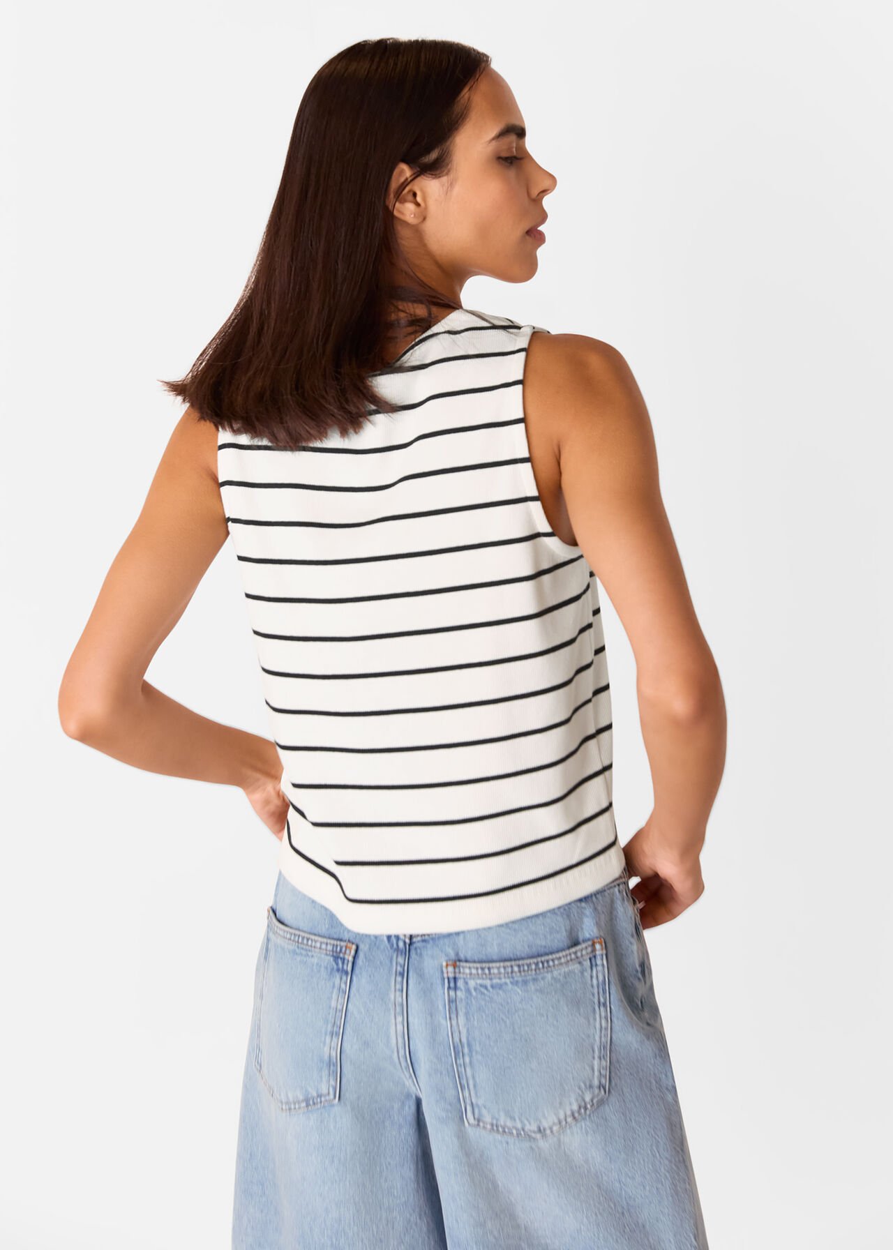 Stripe Button Front Tank