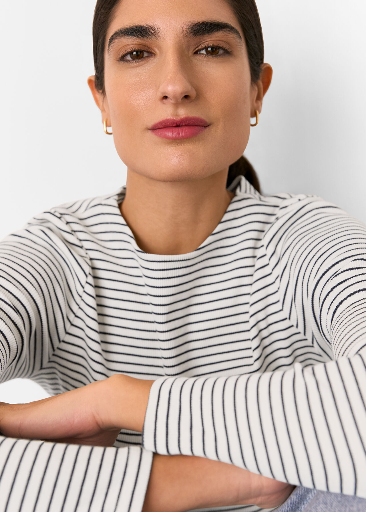 Stripe Detail High Neck Top