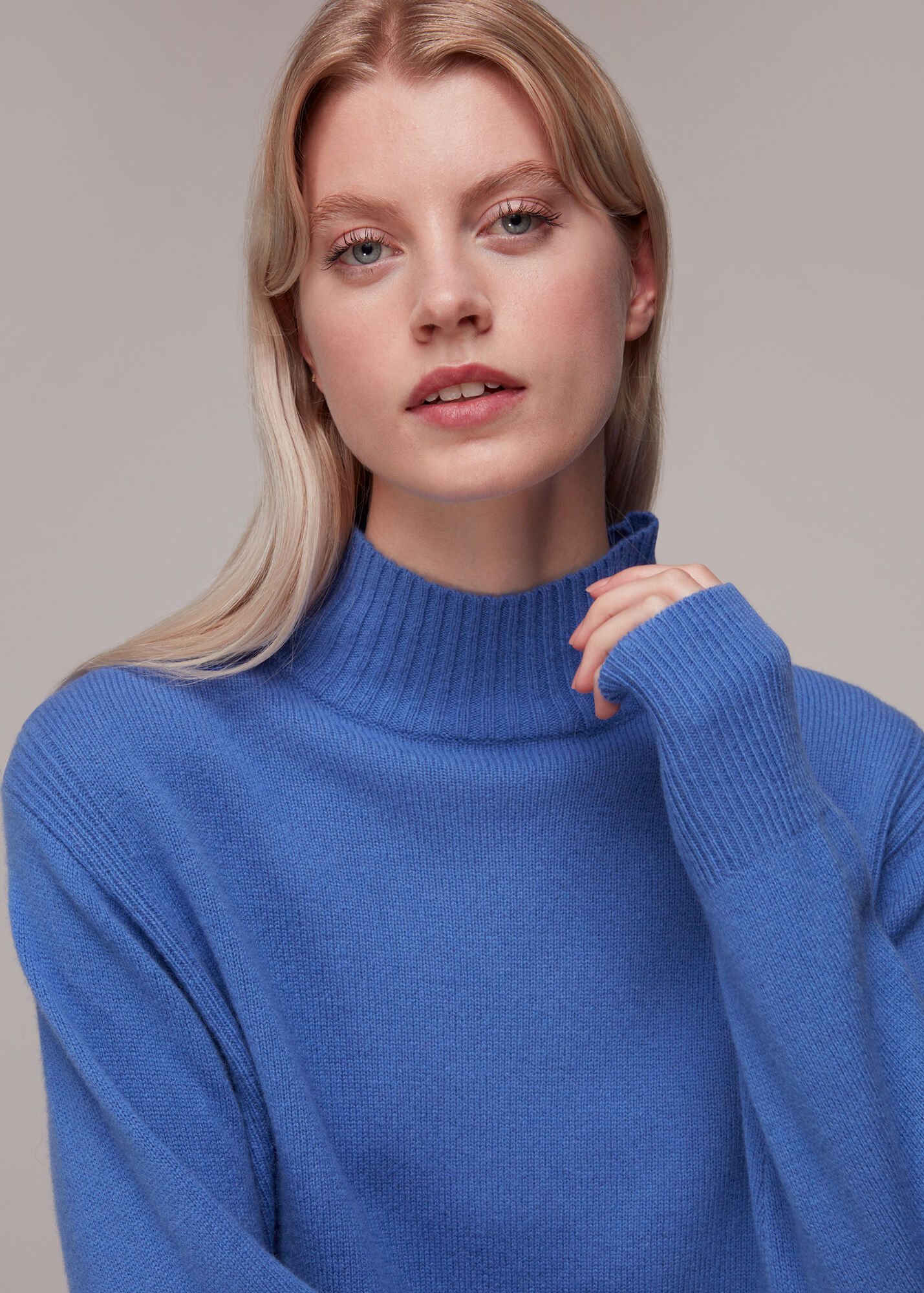 Blue Ferne Wool Funnel Neck Jumper WHISTLES
