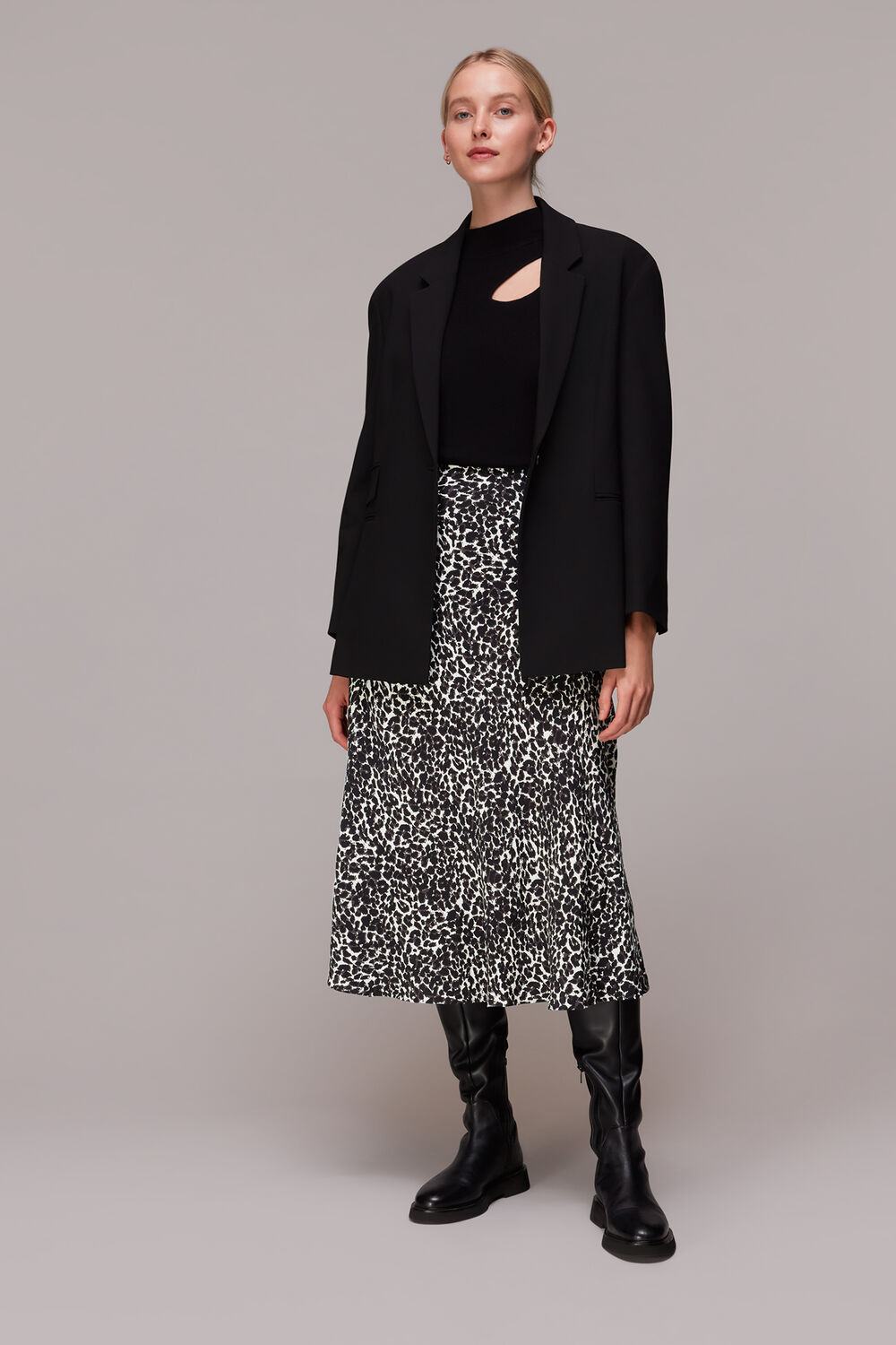 Shadow Leopard Bias Cut Skirt