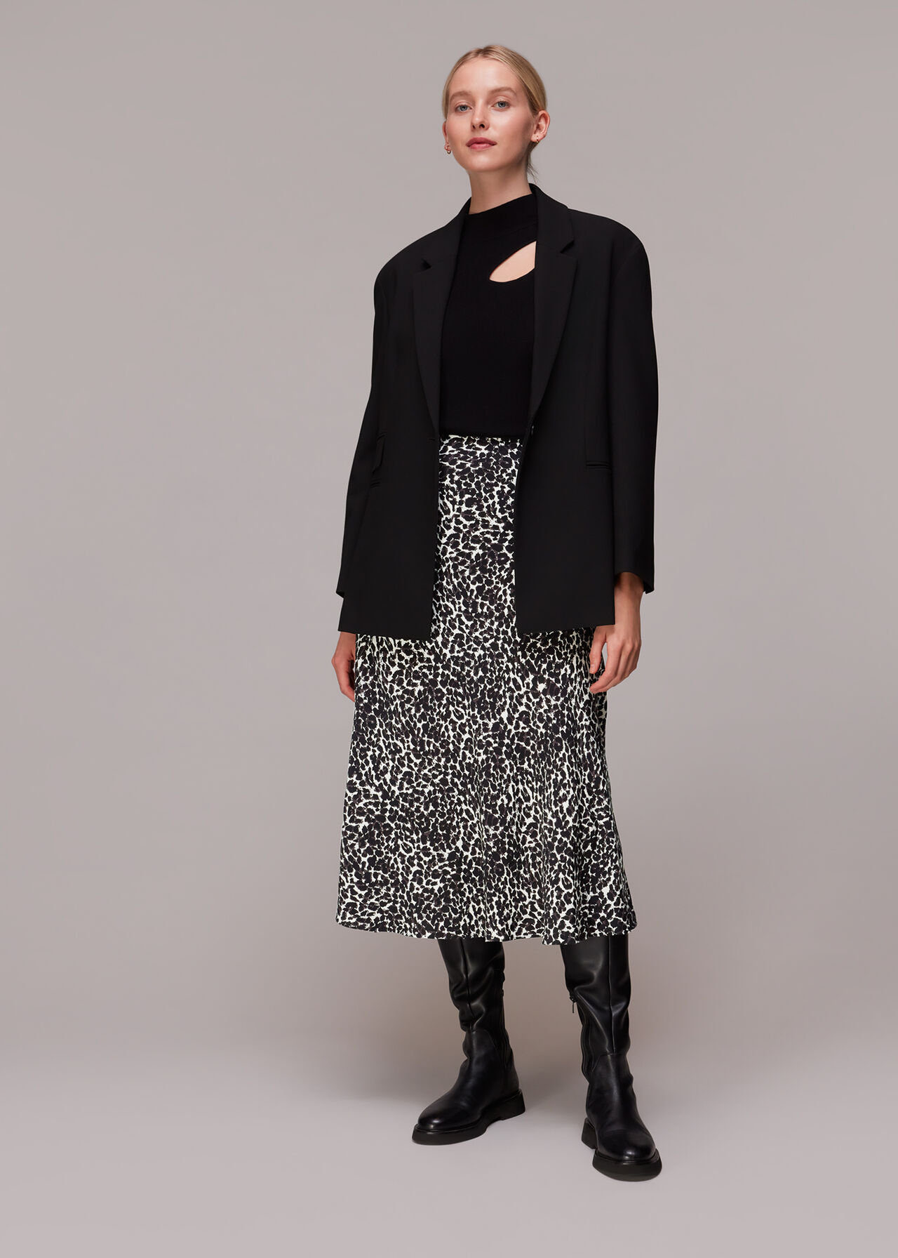 Shadow Leopard Bias Cut Skirt