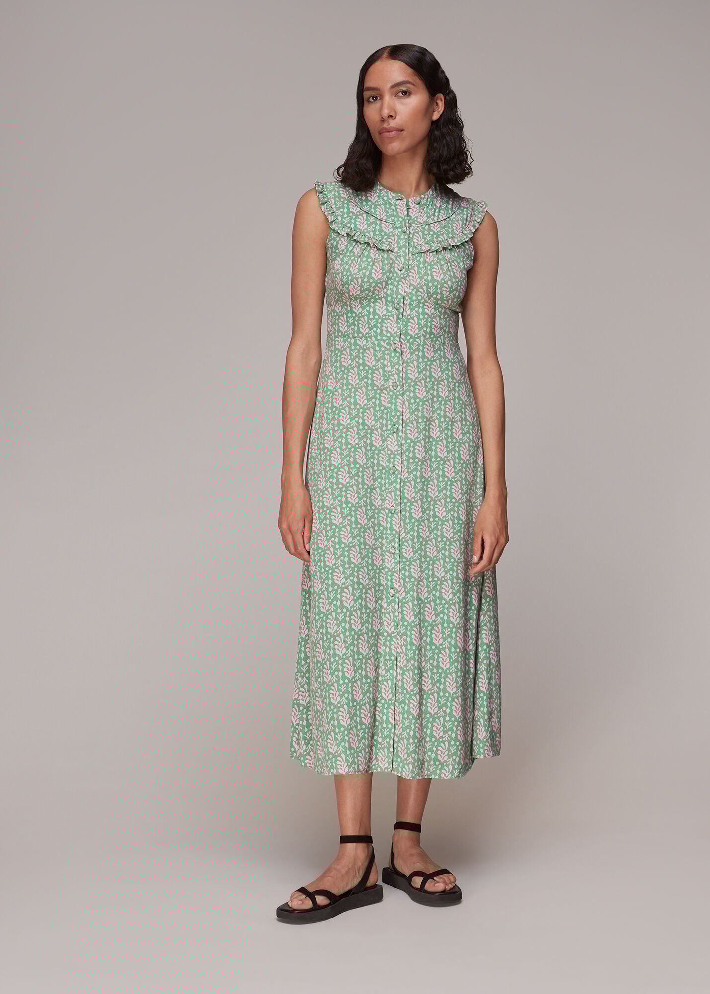Whistles green midi dress 2025