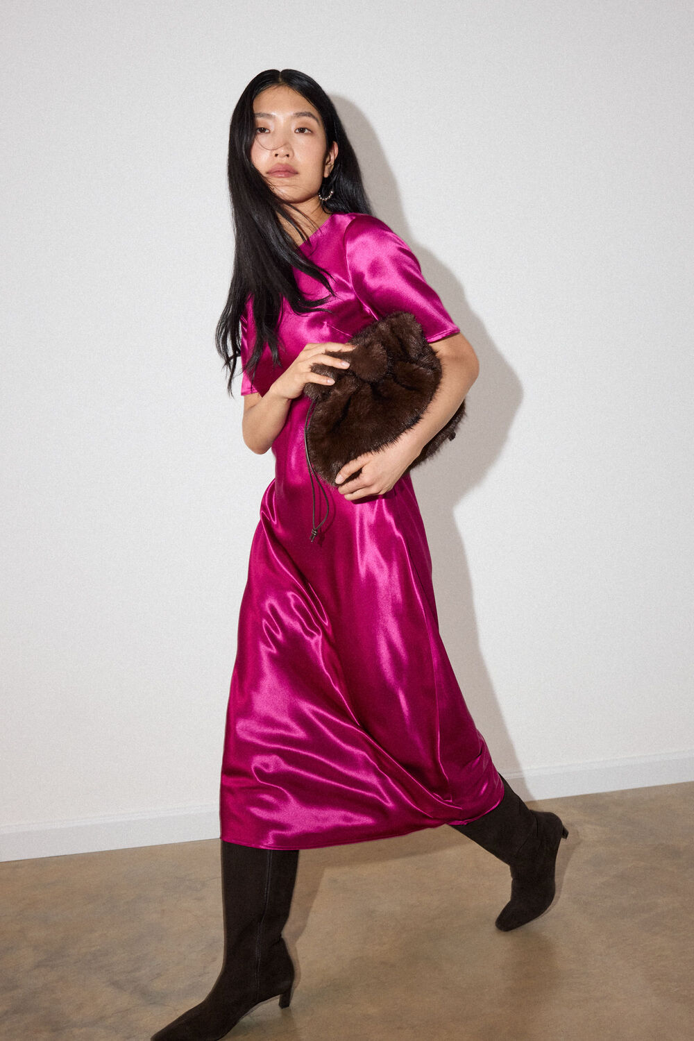 Pink Avery Satin Twist Dress