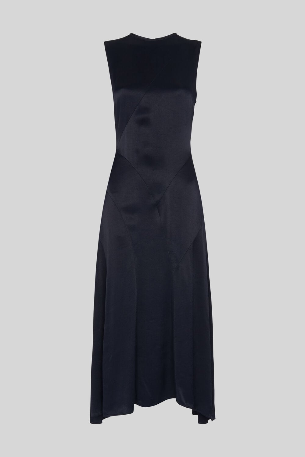 Satin Panelled Midi Dress Navy
