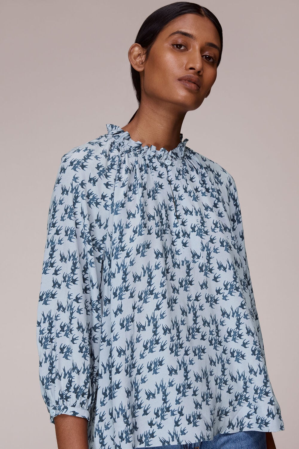 Beatrix Swallows Print Blouse