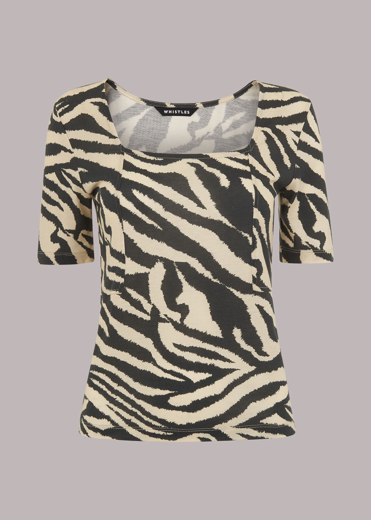 Multicolour Zebra Square Neck T-Shirt | WHISTLES