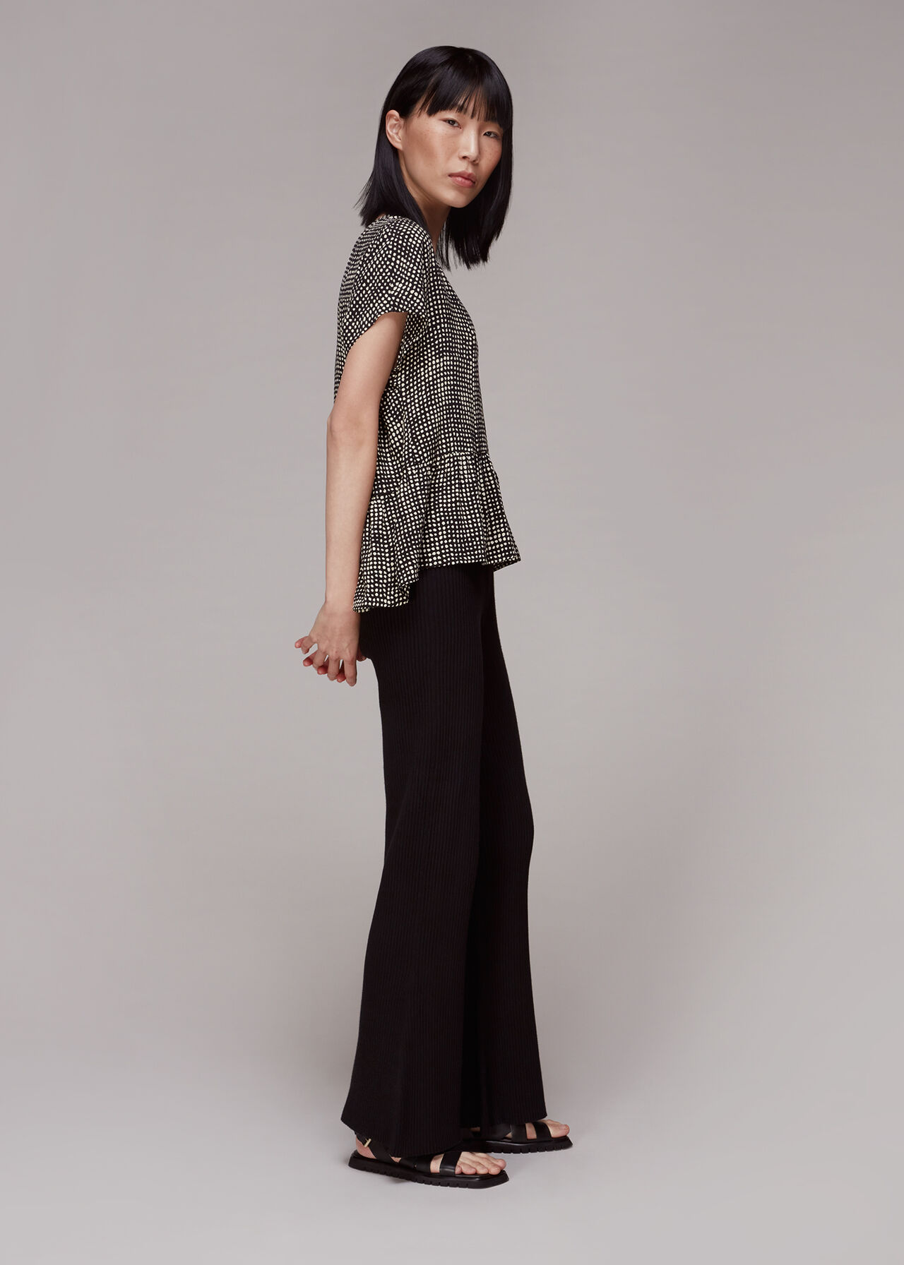 Spotted Check Peplum Top