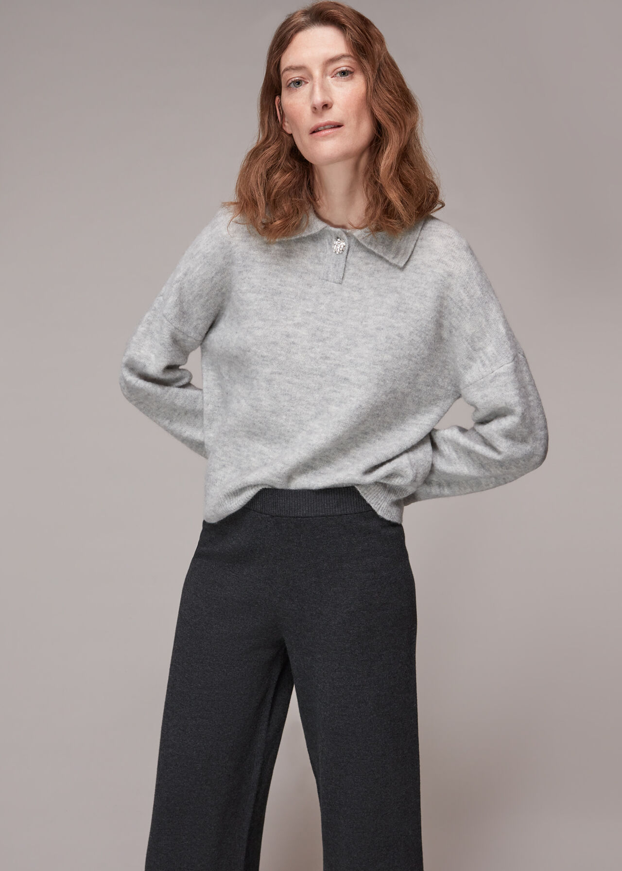 Knitted Wide Leg Marl Trouser