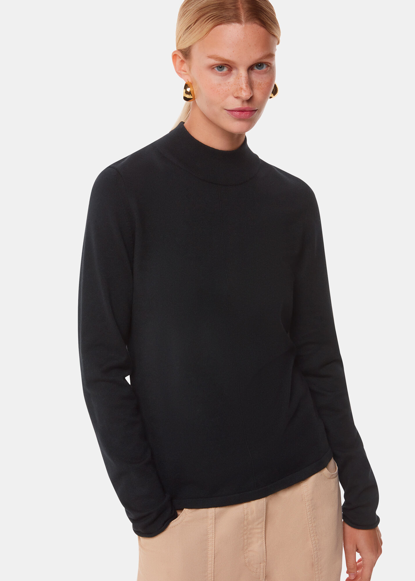 【えみやん13】+CLOTHET Mock Neck Knit ブラック スビンプラチナム モックネックニット ブラック | ＋CLOTHET ONLINE