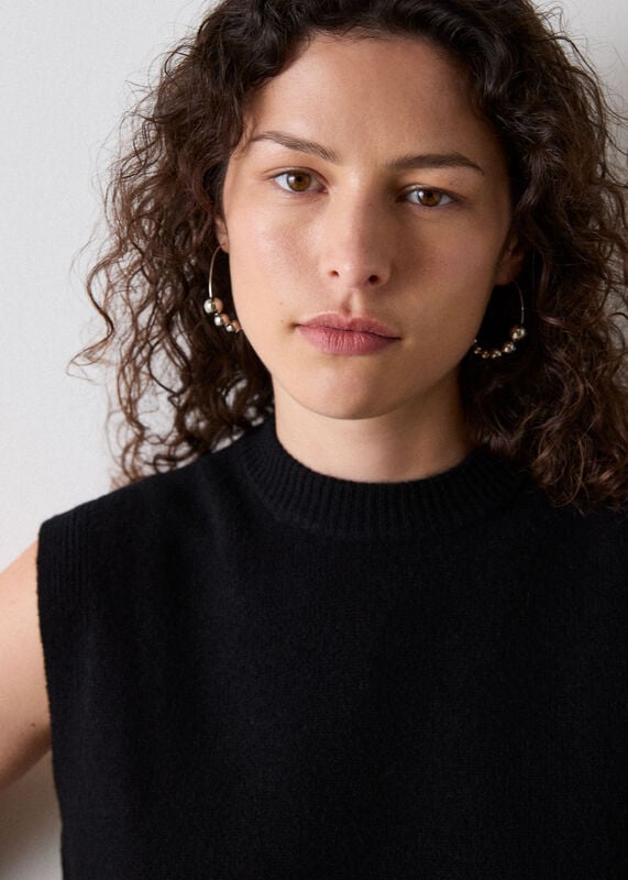 Black Wool Sleeveless Tank