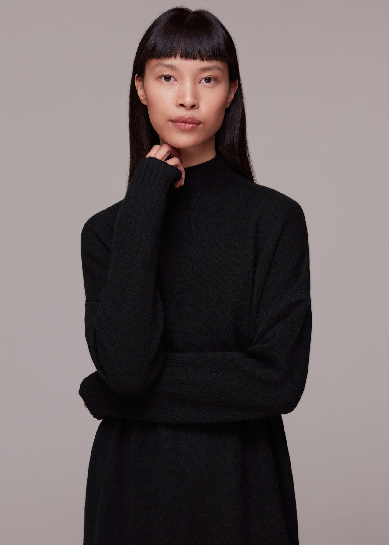 Funnel Neck Knit Dress