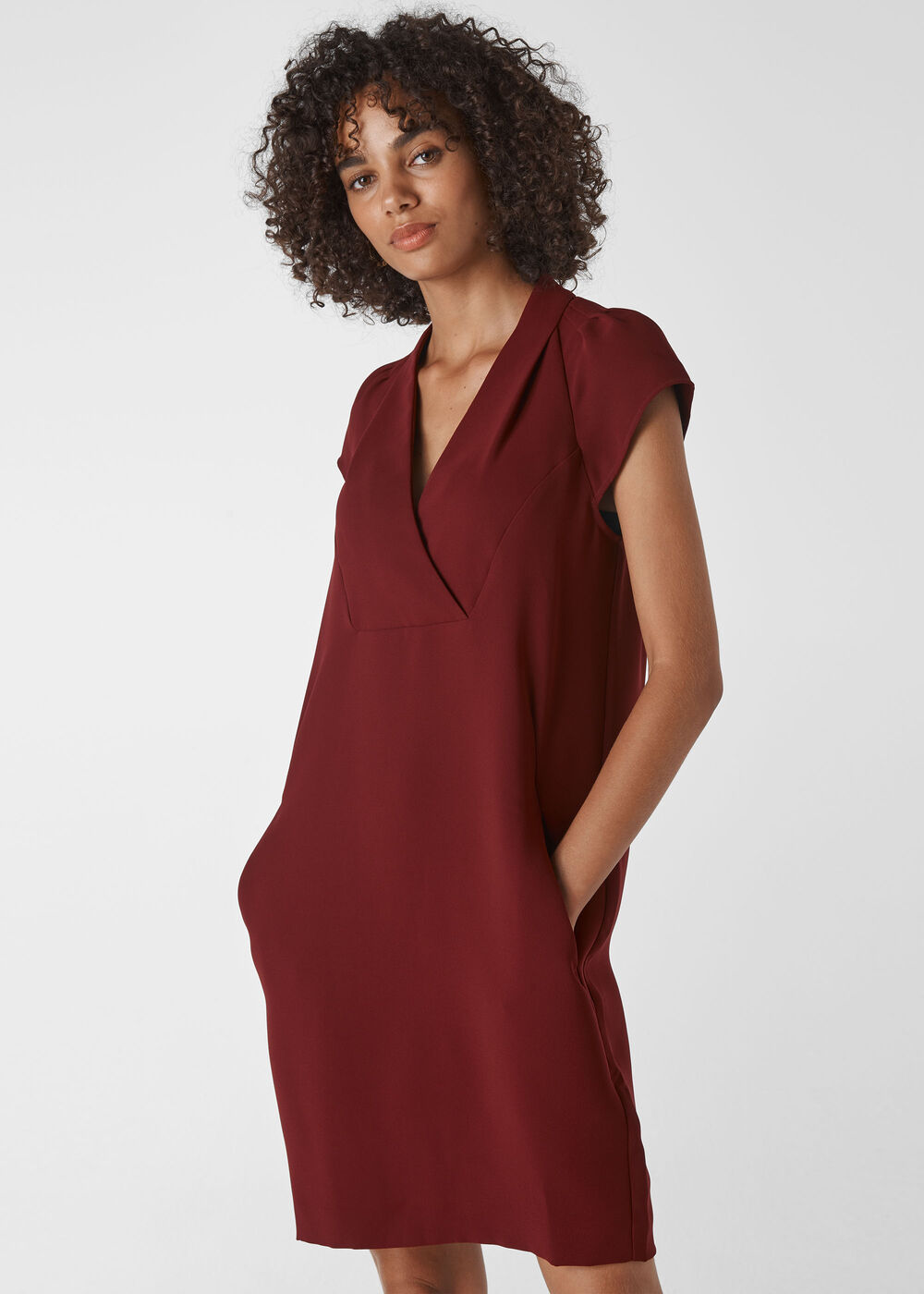 Sabina V Neck Dress Burgundy