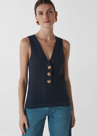 Button Detail Vest Knit Navy