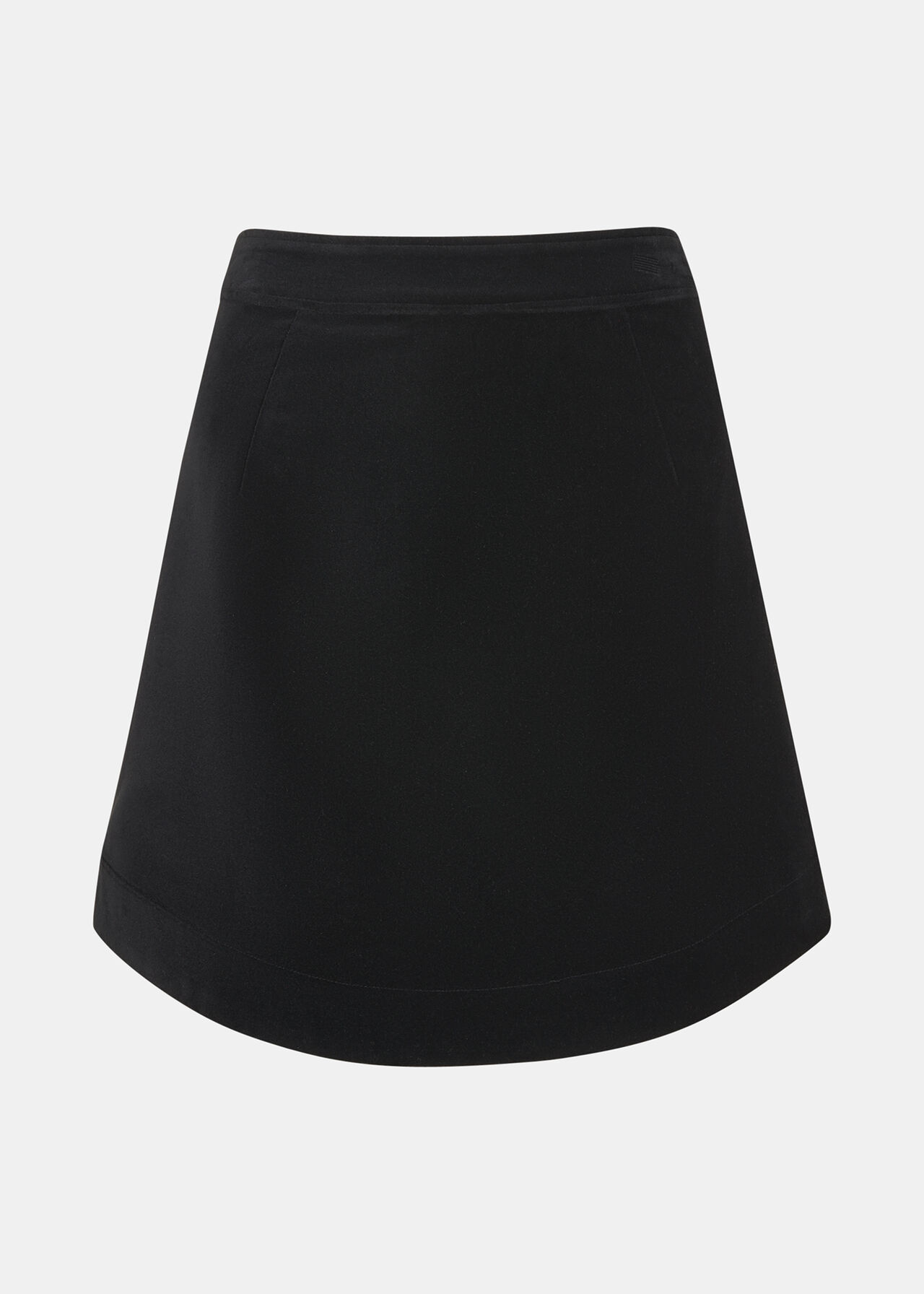 Black Velvet Curved Hem Mini Skirt | WHISTLES