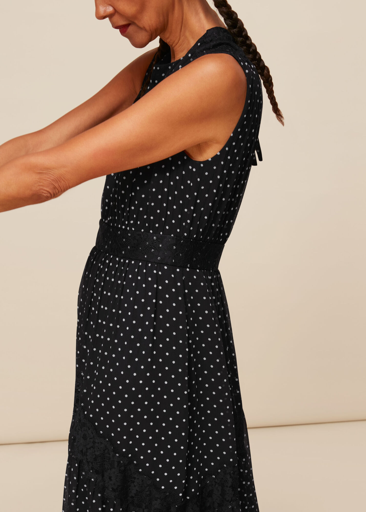 Black/Multi Spot Lace Midi Dress WHISTLES