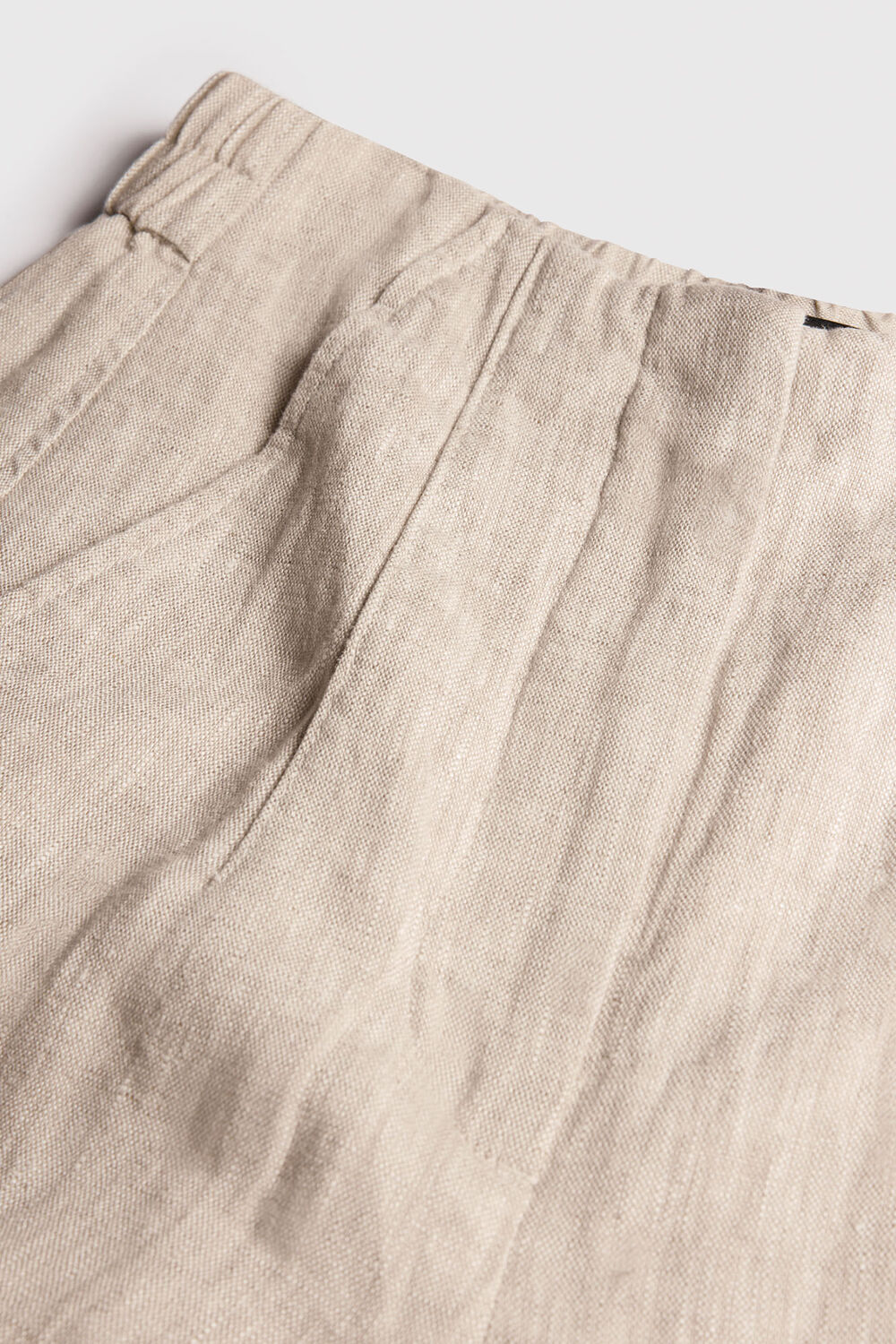 Oatmeal Linen Barrel Leg Trouser