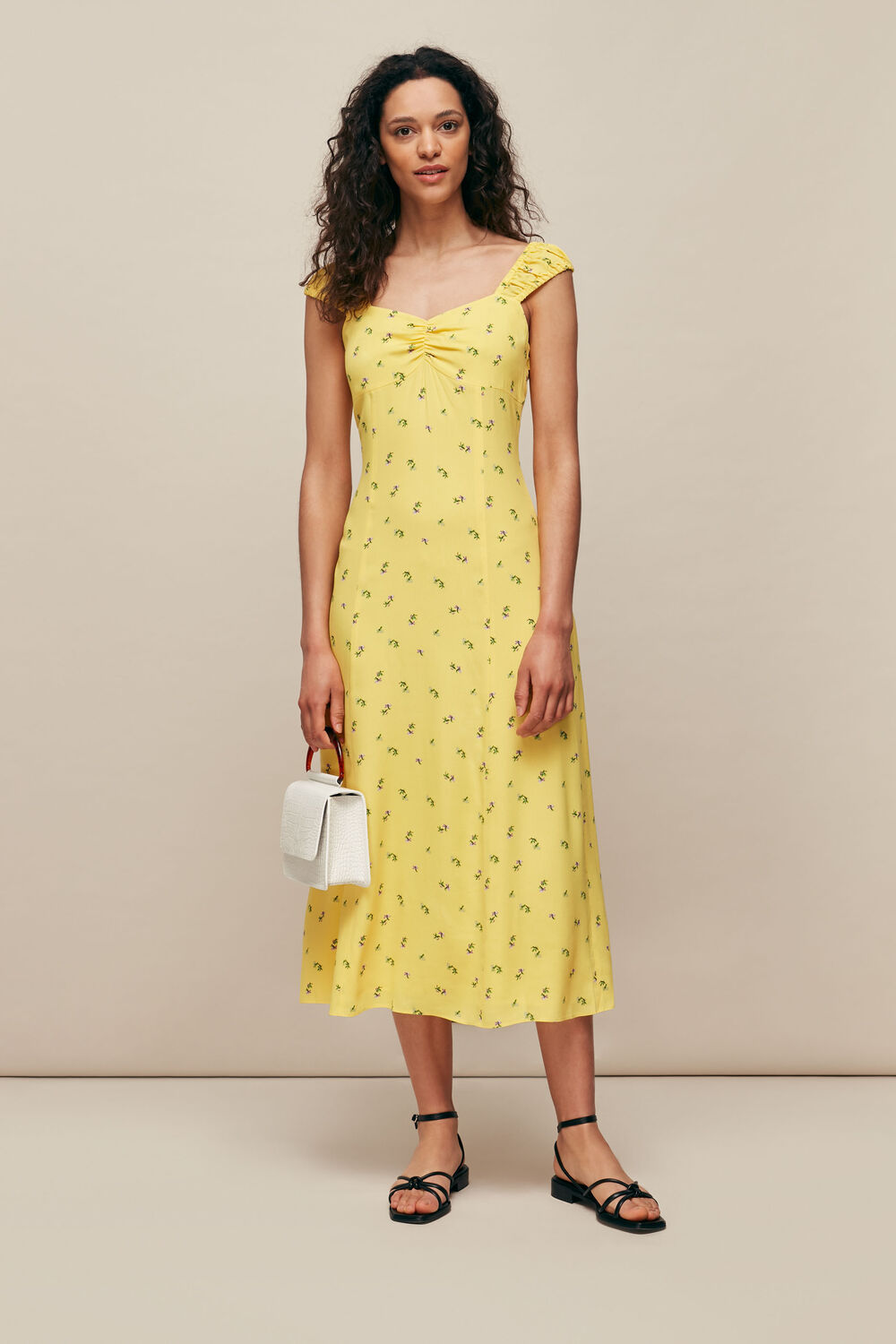 Yellow Forget Me Not Print Dress