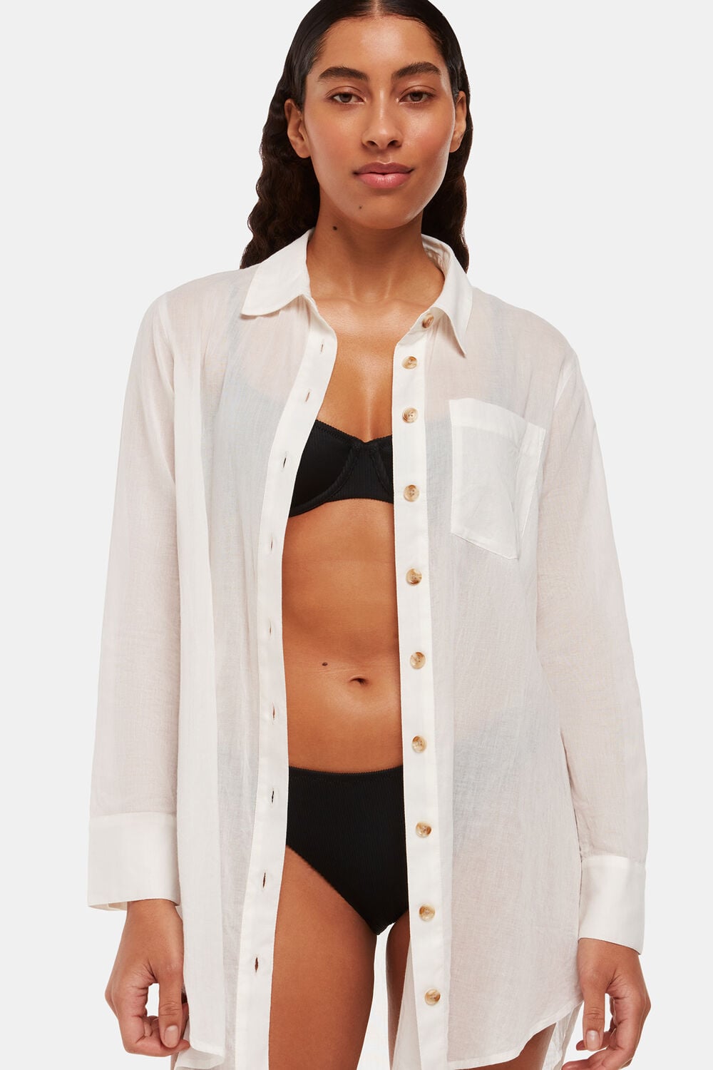 White Longline Beach Shirt