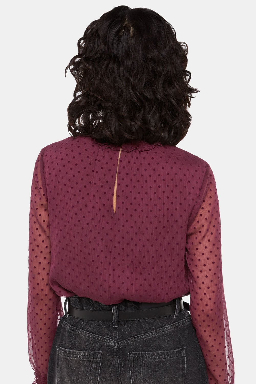 Dobby Velvet Shirred Top