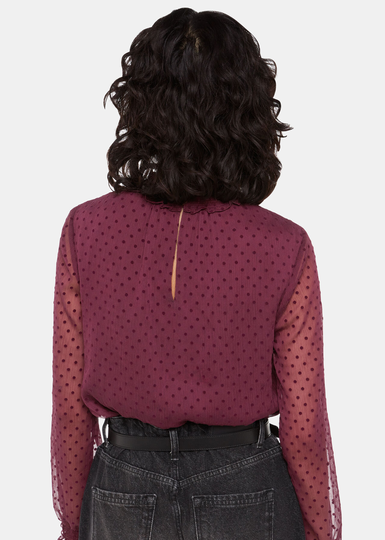 Dobby Velvet Shirred Top