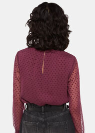 Dobby Velvet Shirred Top
