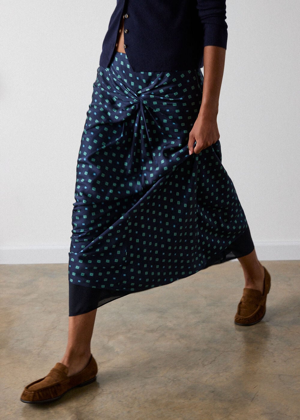 Diamond Geo Twist Midi Skirt