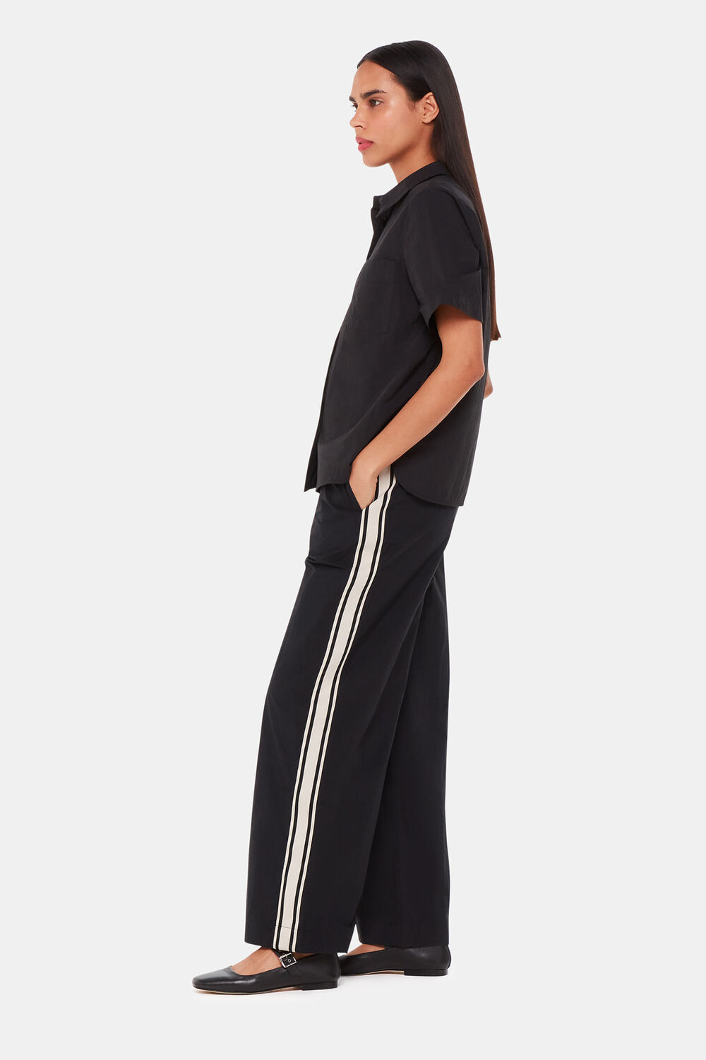 Black Ezra Side Stripe Trouser