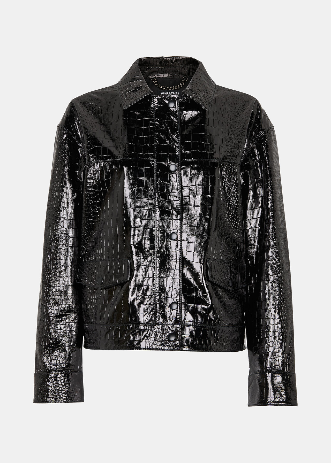 Casi Patent Leather Croc Biker