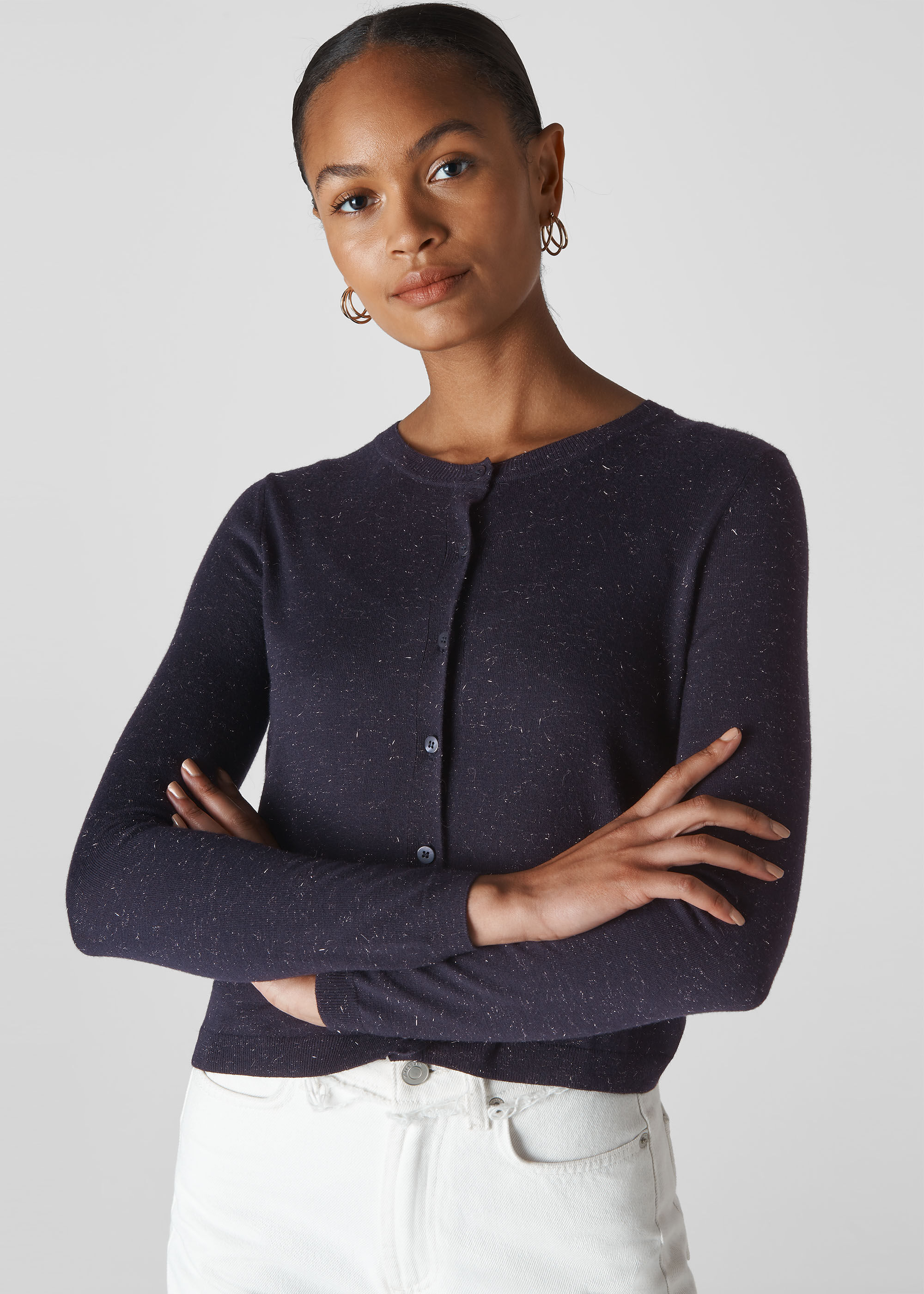 Navy blue top sparkly cardigan