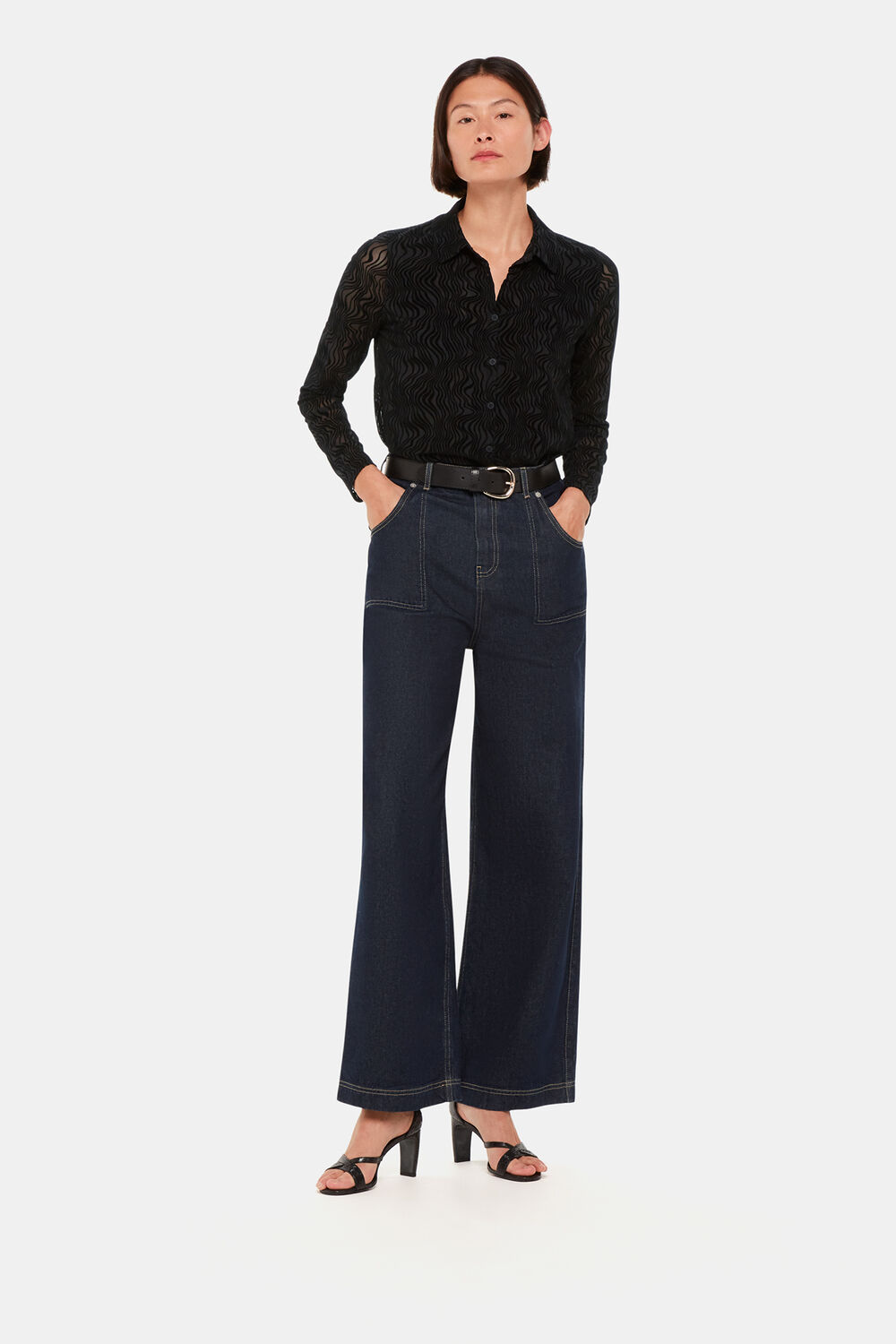 Black Squiggle Mesh Shirt
