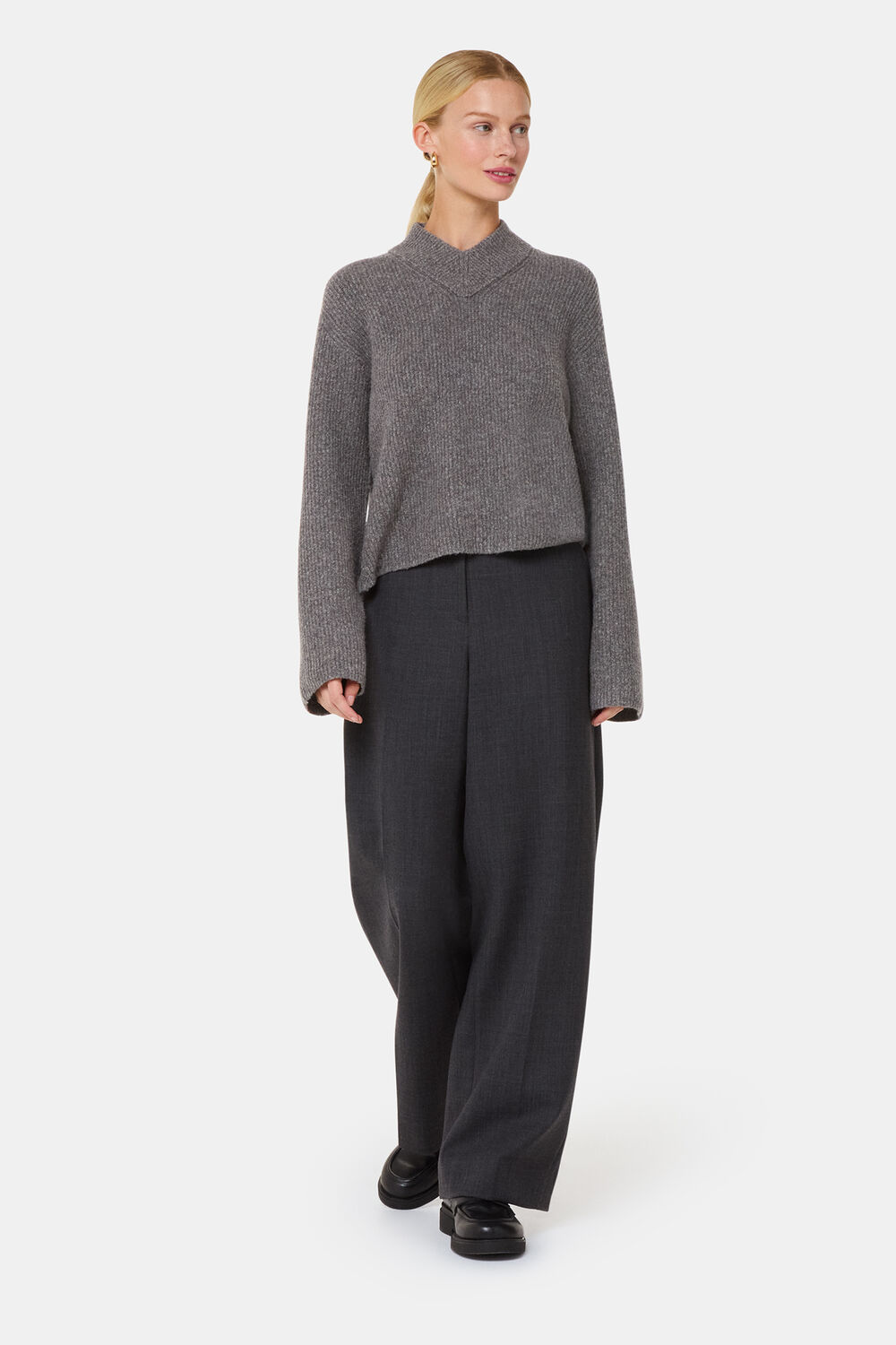 V Neck Wool Mix Knit