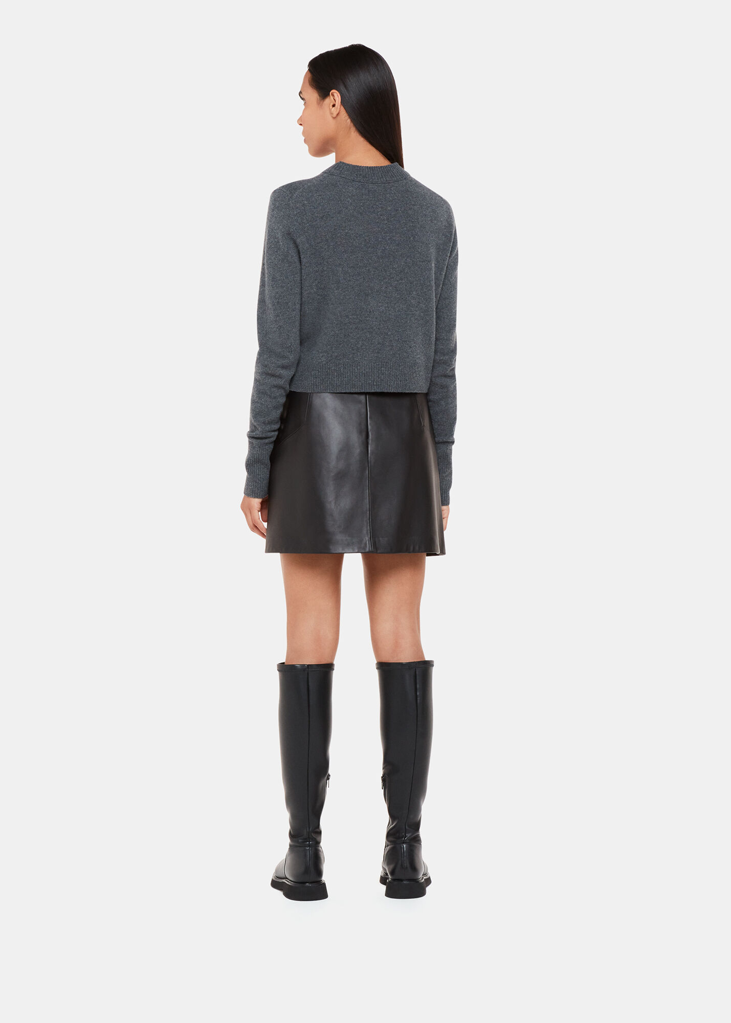 Short Black A-Line Leather Skirt | Whistles