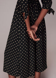 Shirred Spot Midi Dress