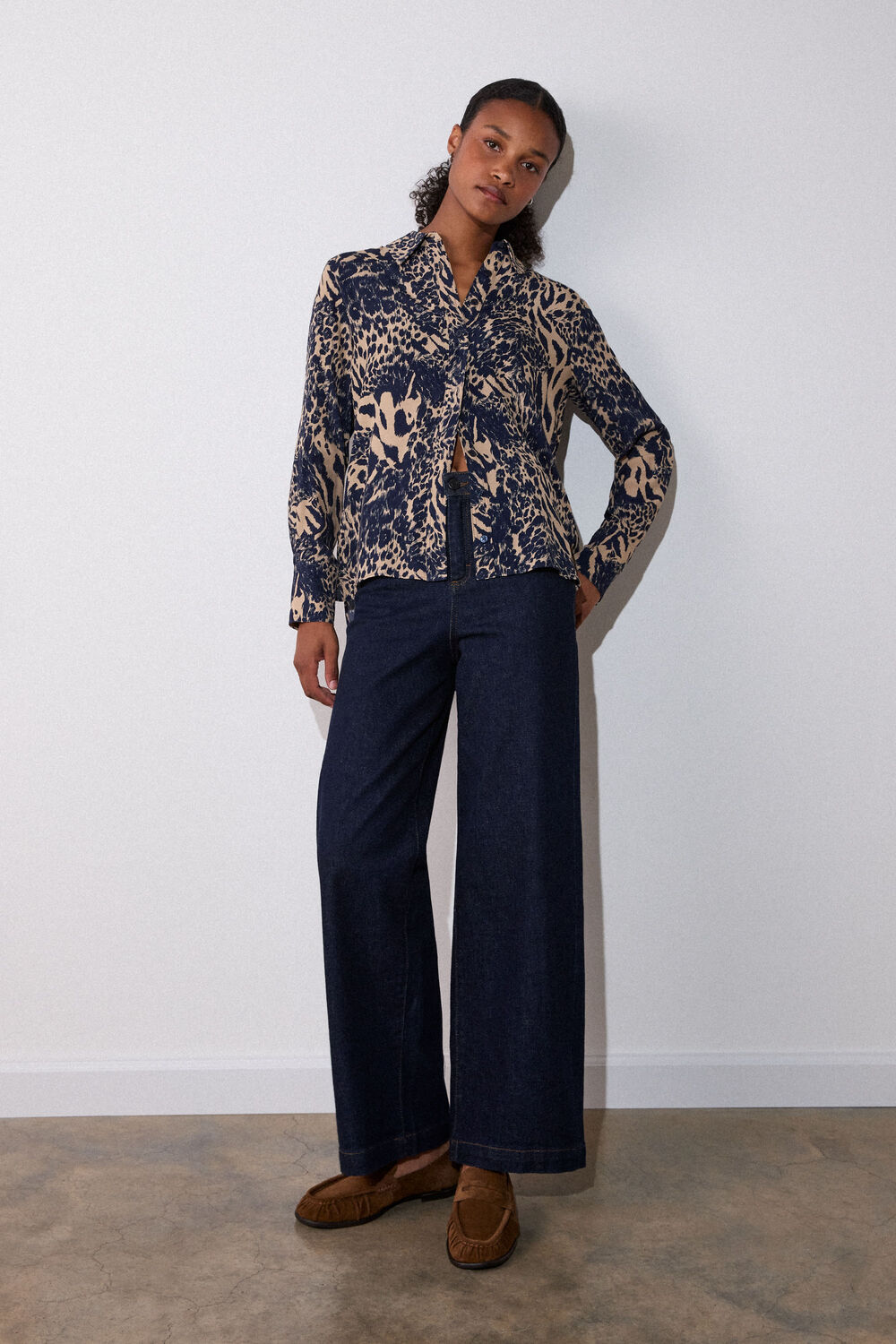 Patchwork Leopard Print Shirt