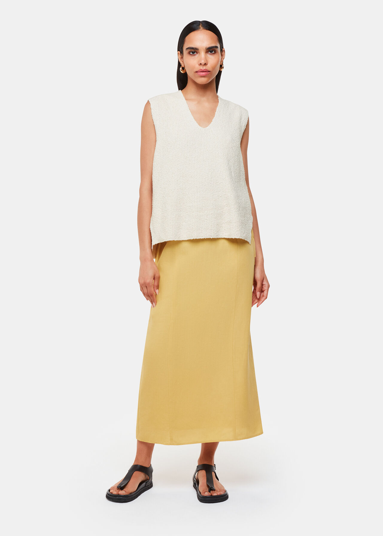 Cotton Textured V Neck Tank