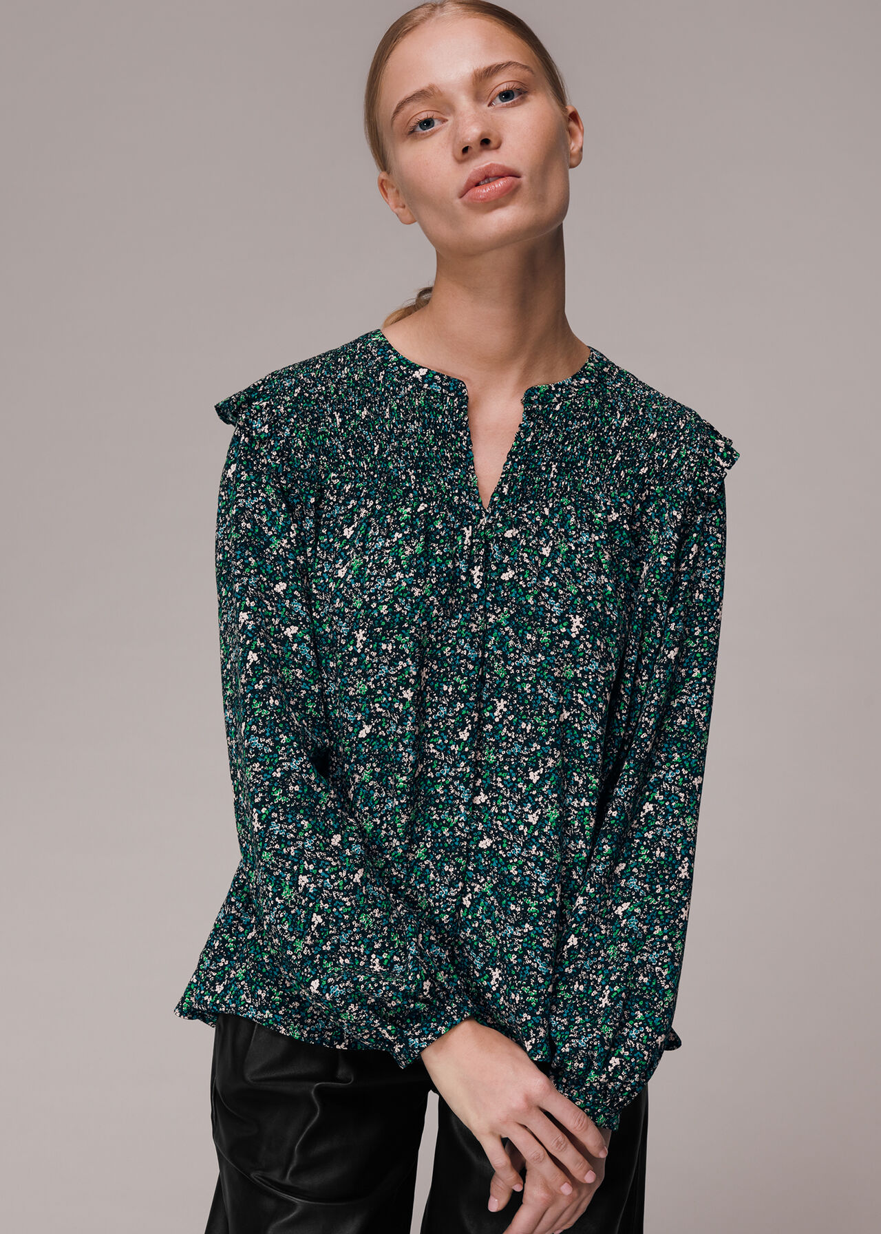 Midnight Garden Shirred Top