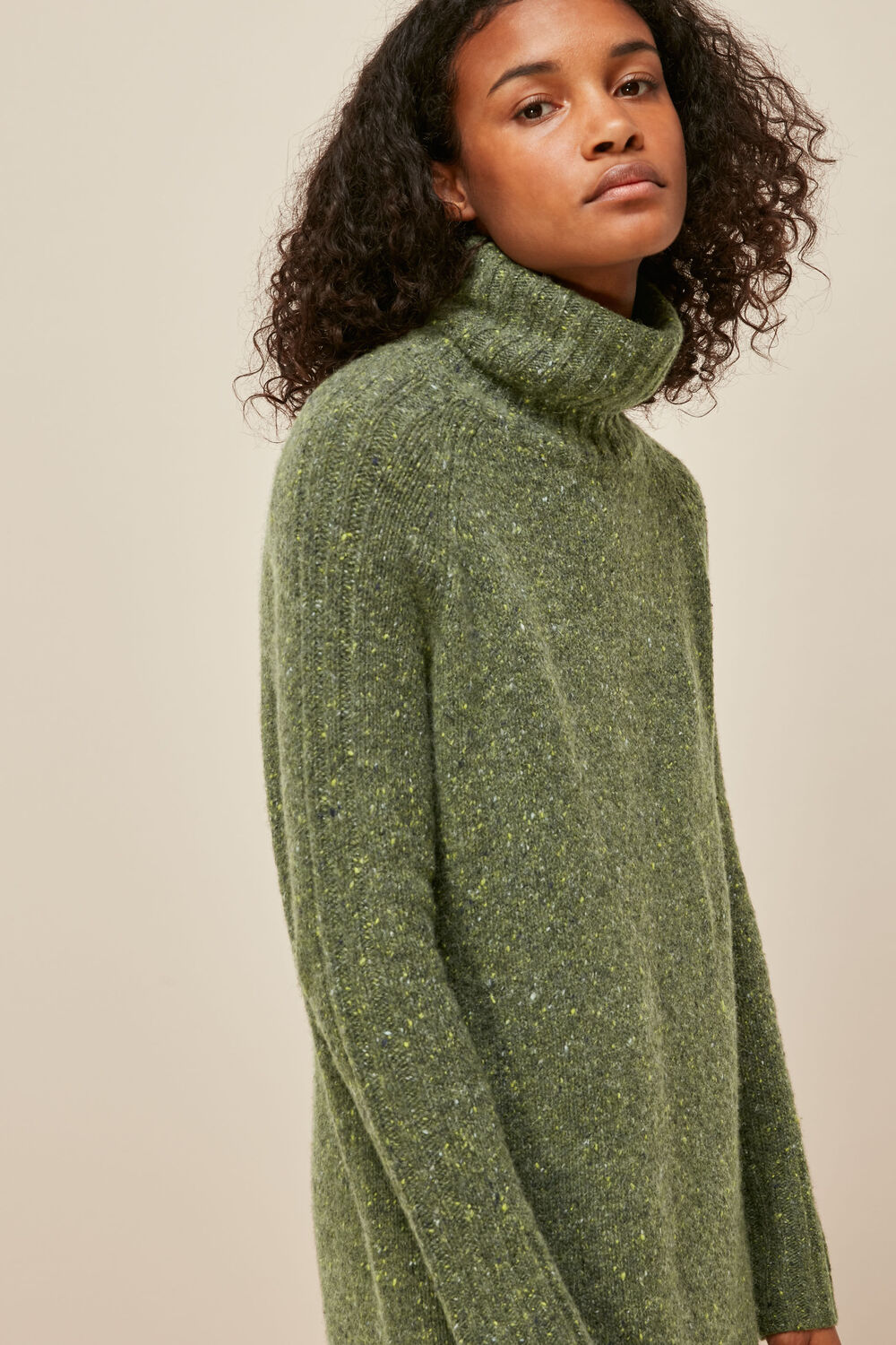 Flecked Wool Knit Midi Dress