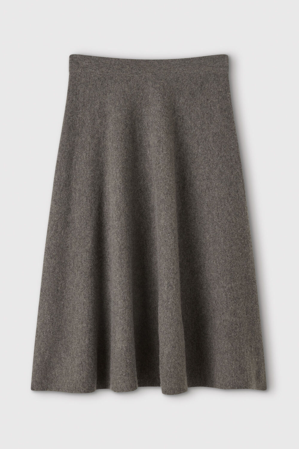 Neutral Petite Wool Knitted Midi Skirt
