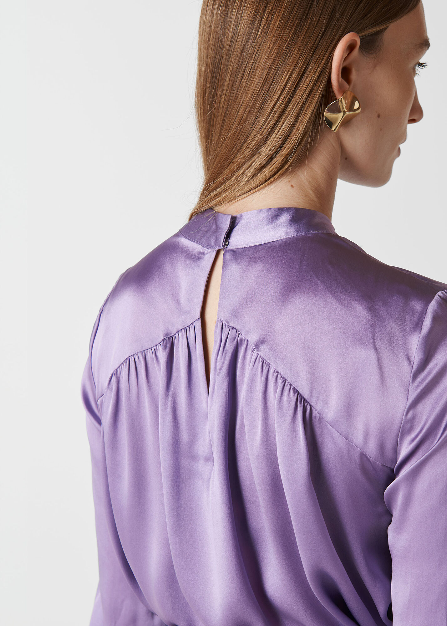 Lilac Cora Silk Satin Blouse WHISTLES