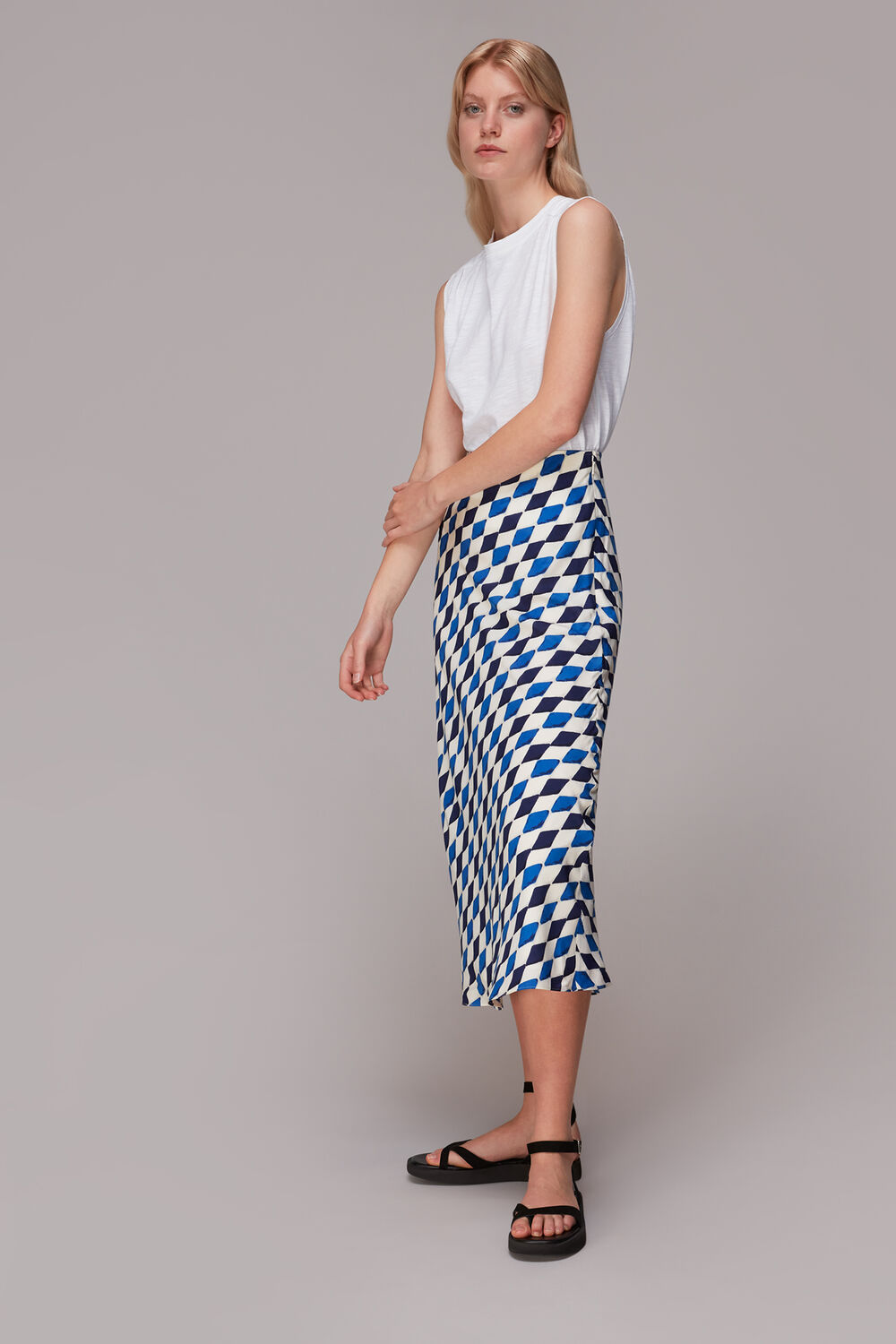 Pinched Diamond Bias Cut Skirt