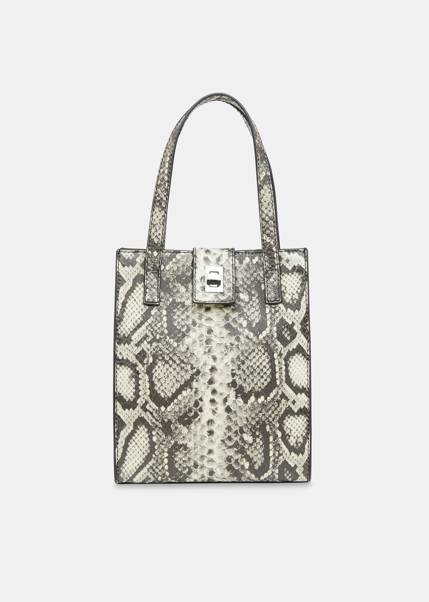 Grey Eben Snake Mini Turn Lock Tote