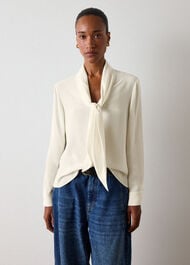 Tie Viscose Crepe Blouse