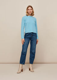 Puff Sleeve Merino Wool Knit Pale Blue