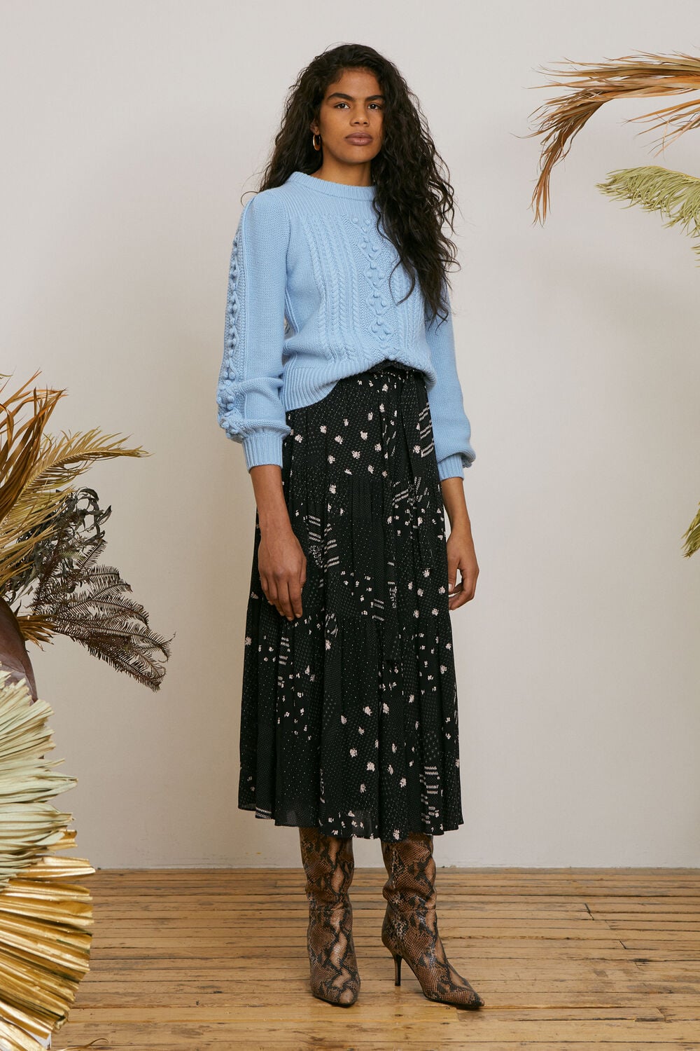 Ona Patchwork Print Skirt Black/Multi