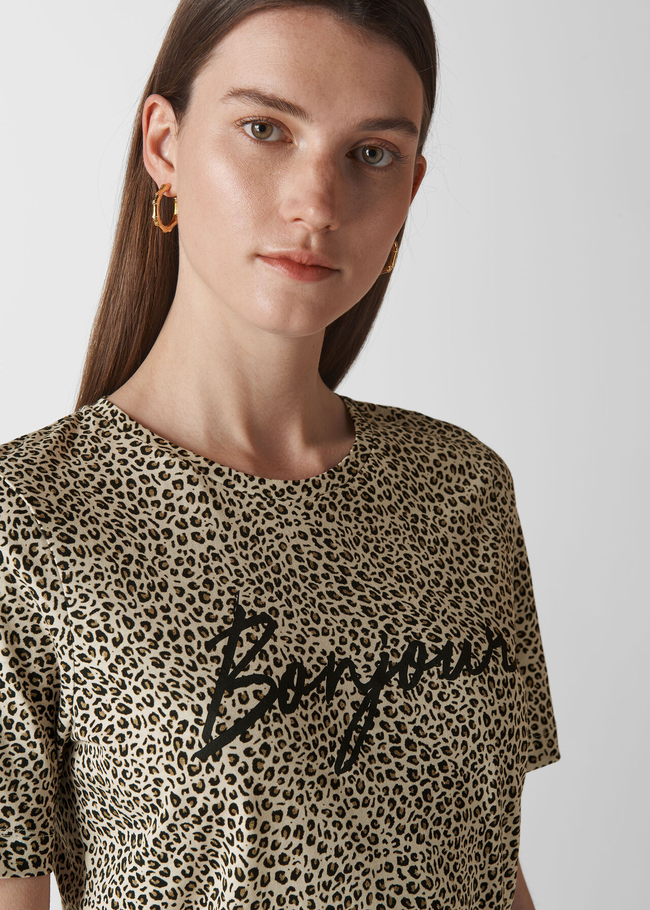 Bonjour Mini Leopard Logo Tee Leopard Print