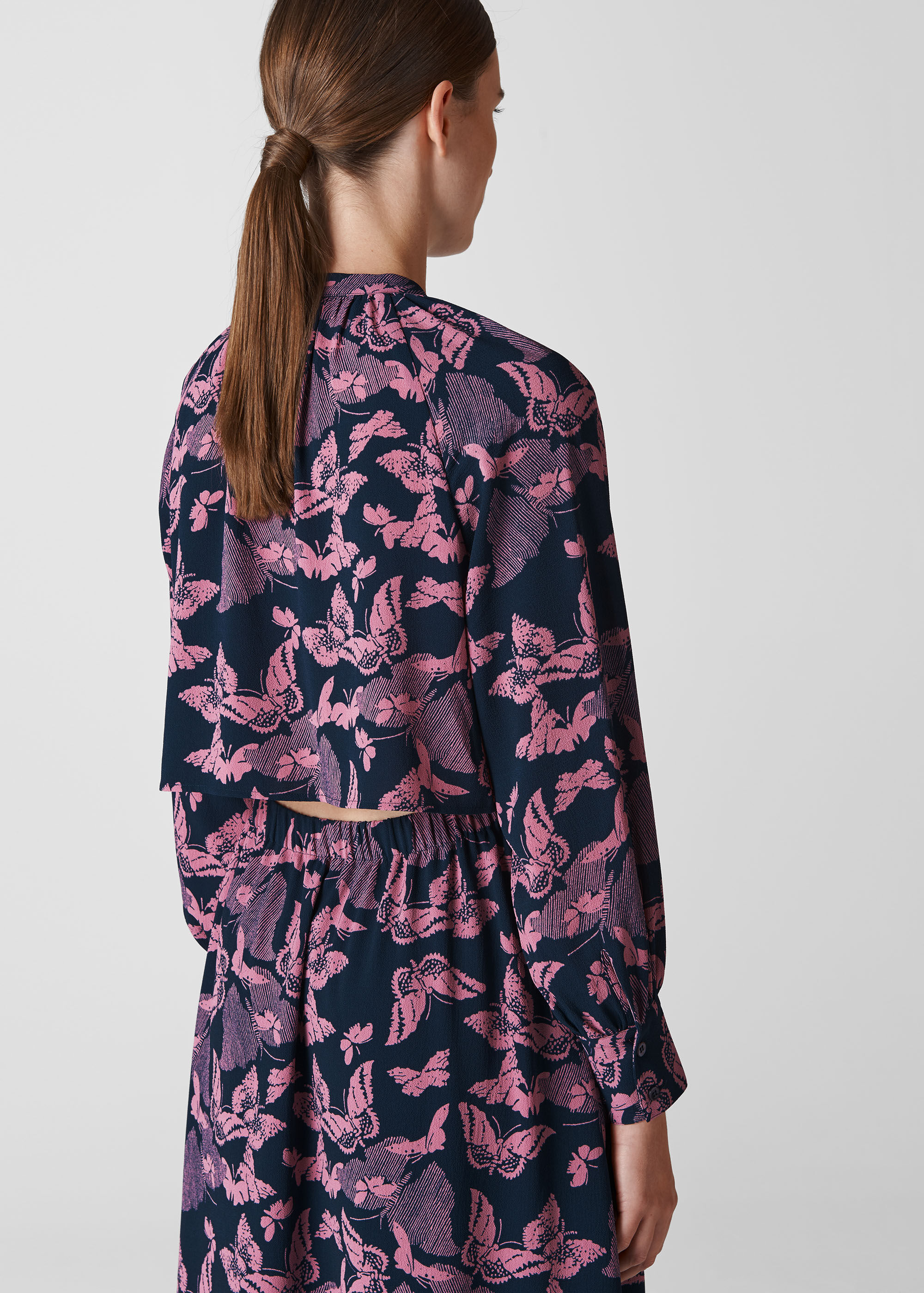 Pink Papillion Print Shirt Dress