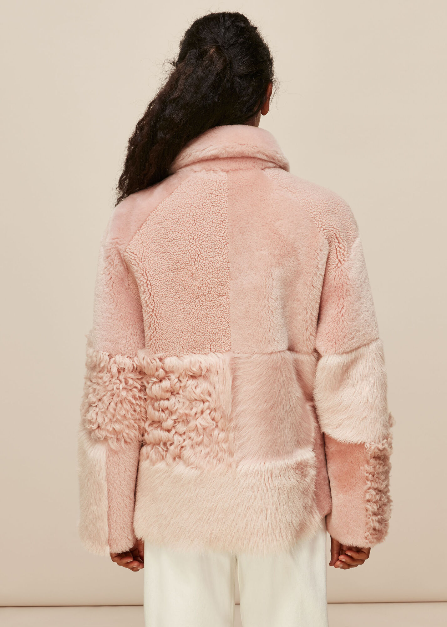 Pale Pink Hema Shearling Coat WHISTLES